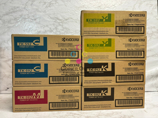 7 New OEM Kyocera ECOSYS M6026cidn,M6526cdn Toners TK-592 CCMYYKK