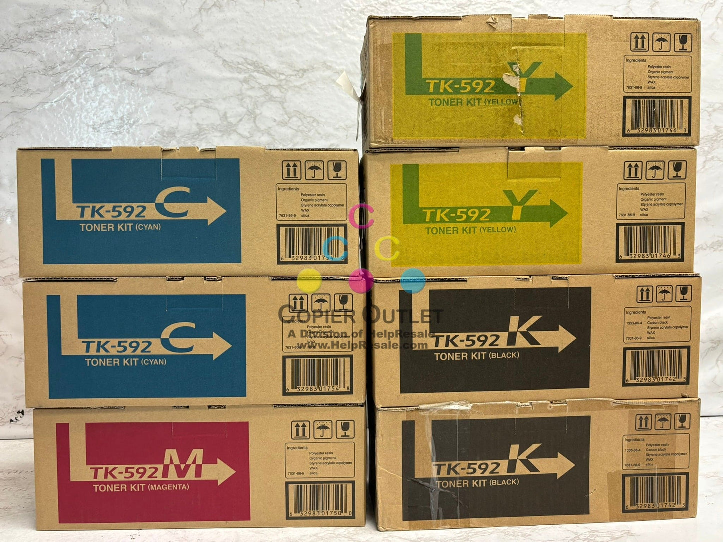 7 New OEM Kyocera ECOSYS M6026cidn,M6526cdn Toners TK-592 CCMYYKK