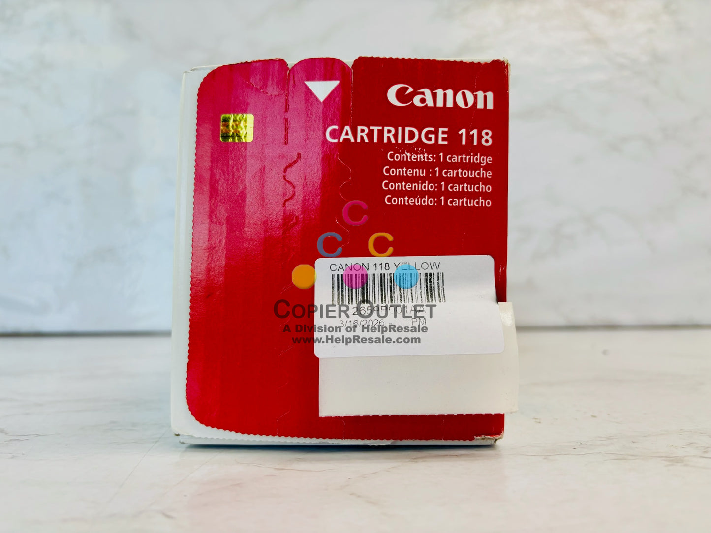 Genuine Canon ImageClass LBP7200CDN, LBP7660CDN Yellow Cartridge 118, 2659B001AA