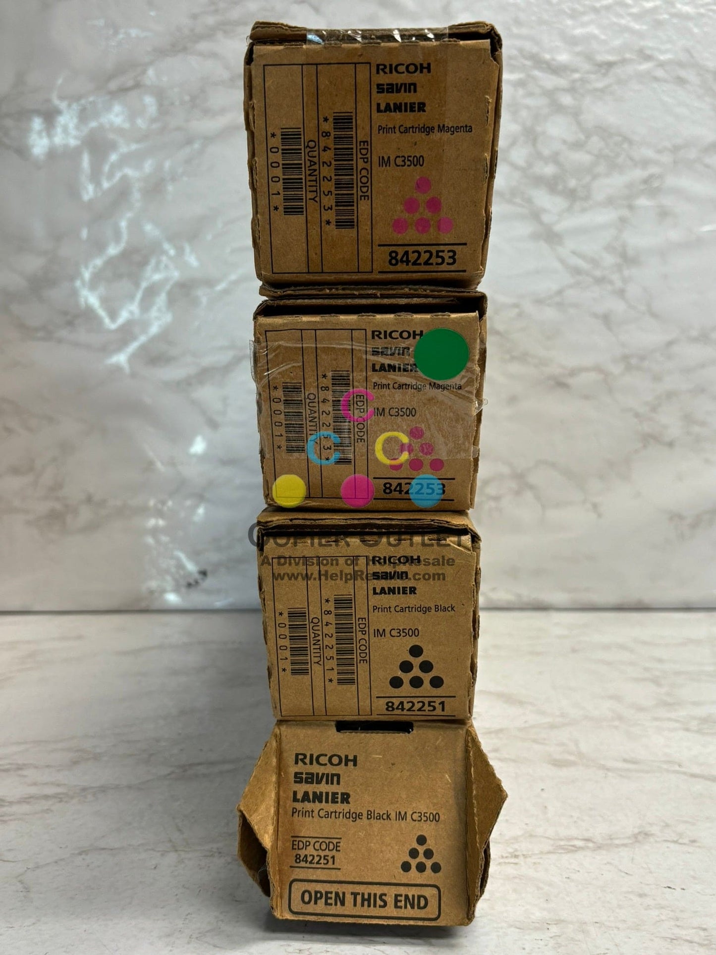 4 New OEM Ricoh IM C3000,IMC3500 MMKK Magenta & Black Toners 842251,842253