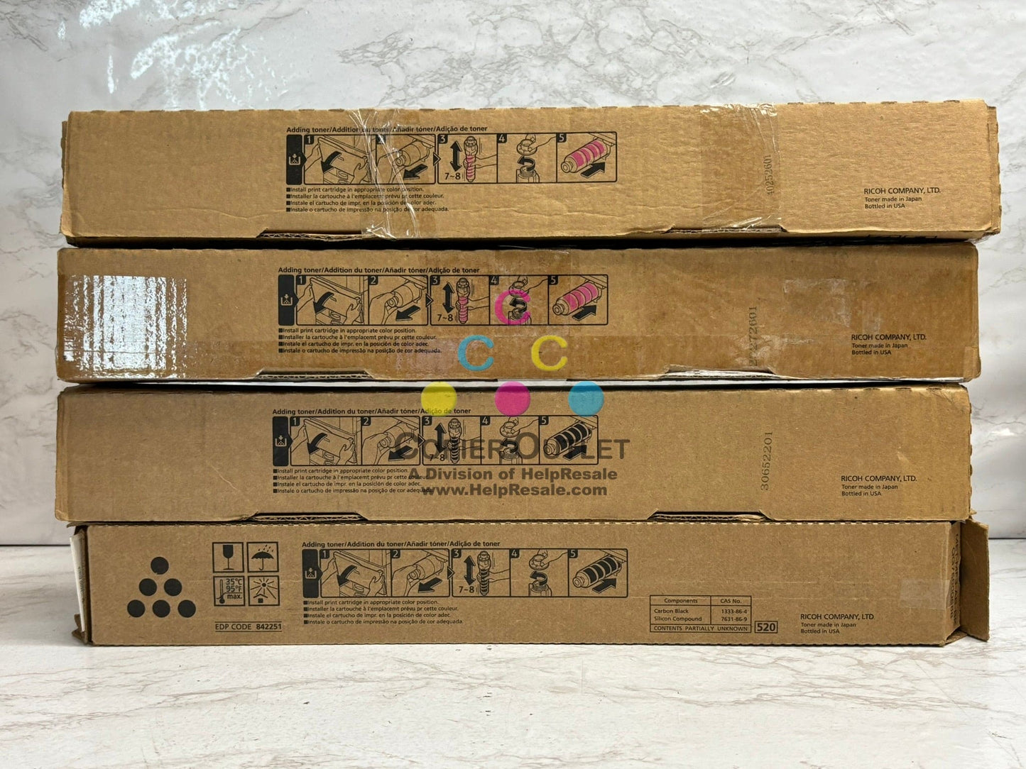 4 New OEM Ricoh IM C3000,IMC3500 MMKK Magenta & Black Toners 842251,842253