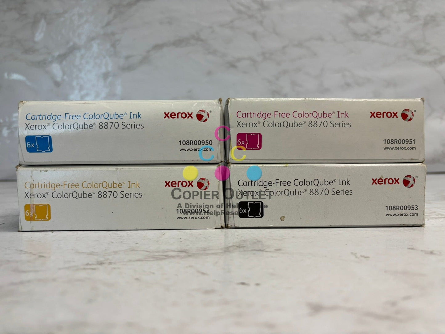 4 New Open Box Xerox ColorQube 8870 CMYK Solid Inks 108R00950,51,52,53 (24 inks)