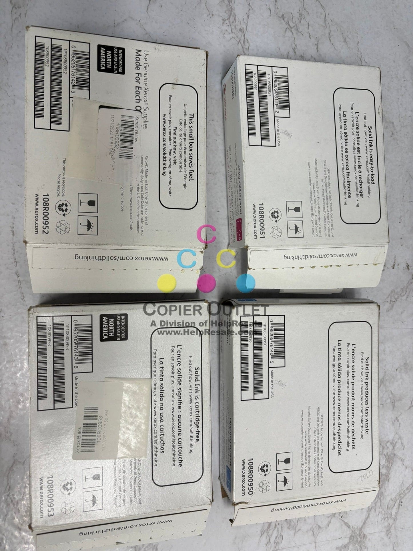 4 New Open Box Xerox ColorQube 8870 CMYK Solid Inks 108R00950,51,52,53 (24 inks)