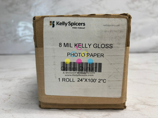 New Kelly Spicers Wide Format 8 mil Gloss Photo Paper 24" x 100" 2"c
