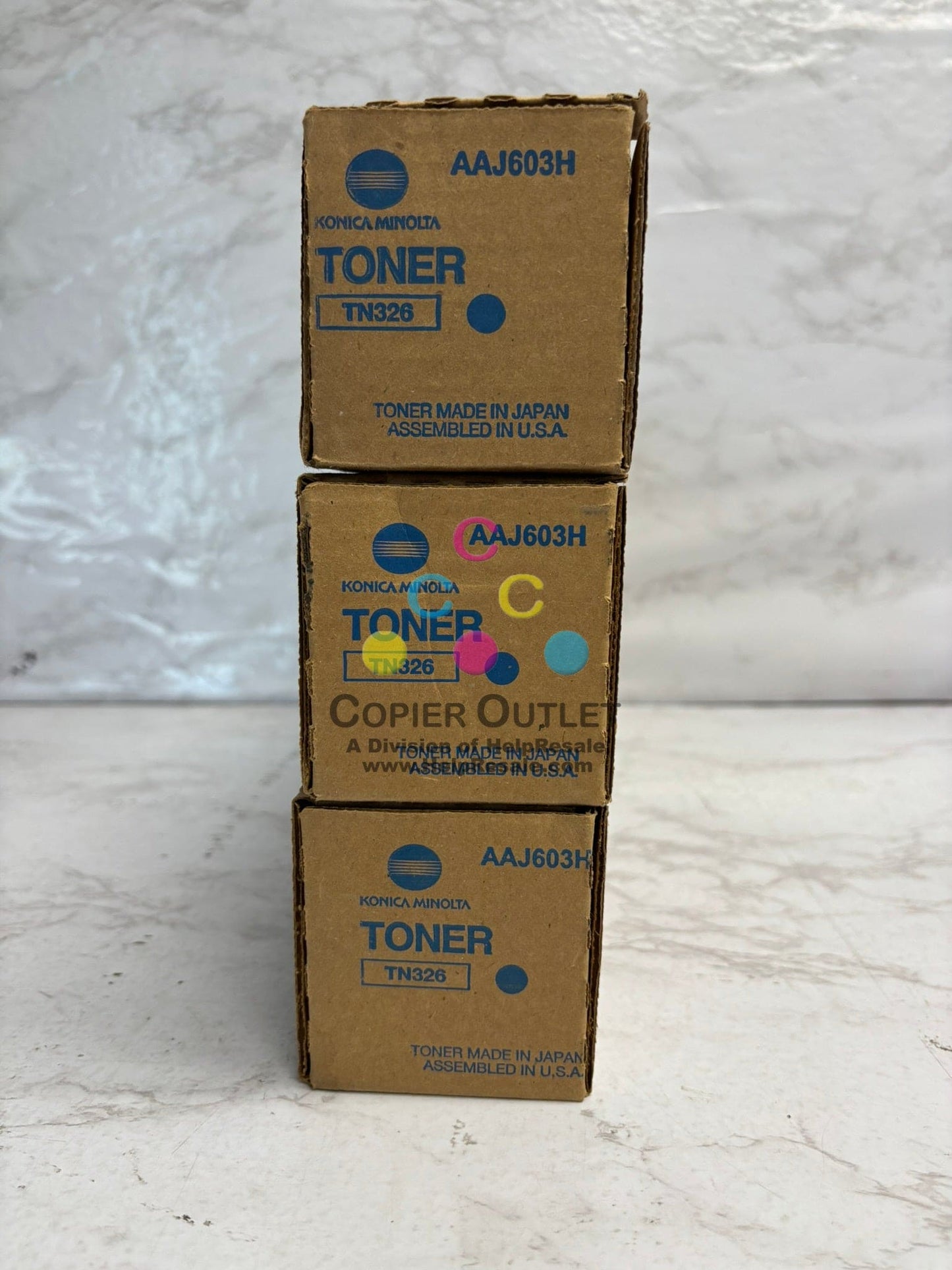 3 OEM Konica Minolta bizhub 308e,368e Low Yield Black Toners TN326K (AAJ603H)