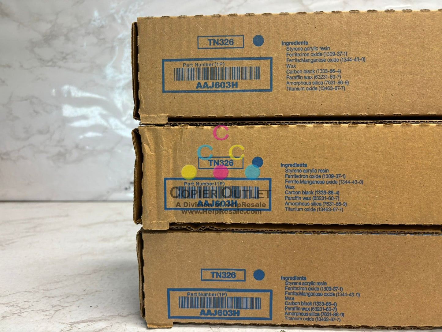 3 OEM Konica Minolta bizhub 308e,368e Low Yield Black Toners TN326K (AAJ603H)