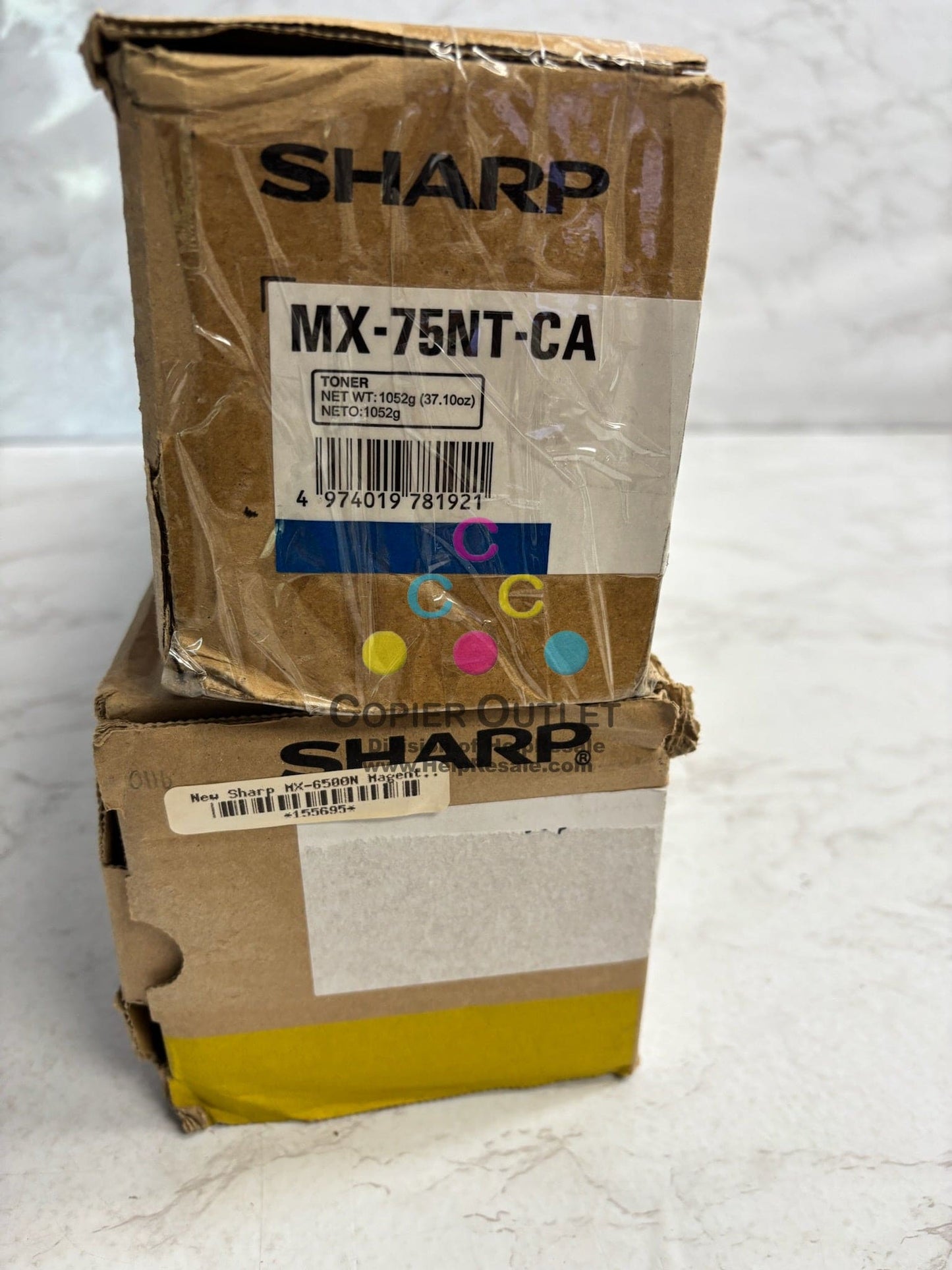 2 OEM Sharp MX-6500N, MX-7090N Cyan & Yellow Toners MX-75NT-CA, MX-75NT-YA
