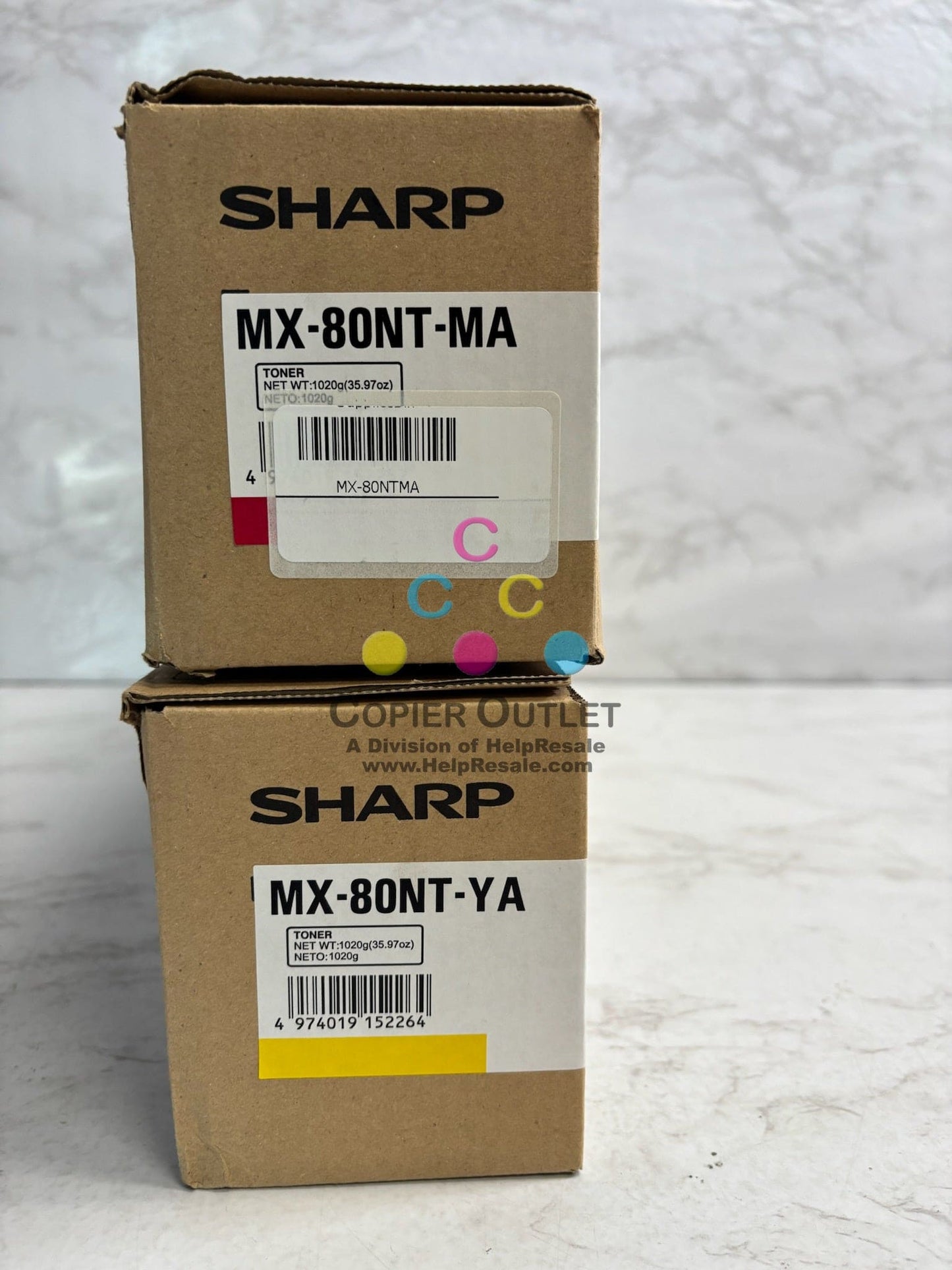 2 New Genuine Sharp MX-7081,MX-8081 Mag & Yellow Toners MX-80NT-MA, MX-80NT-YA