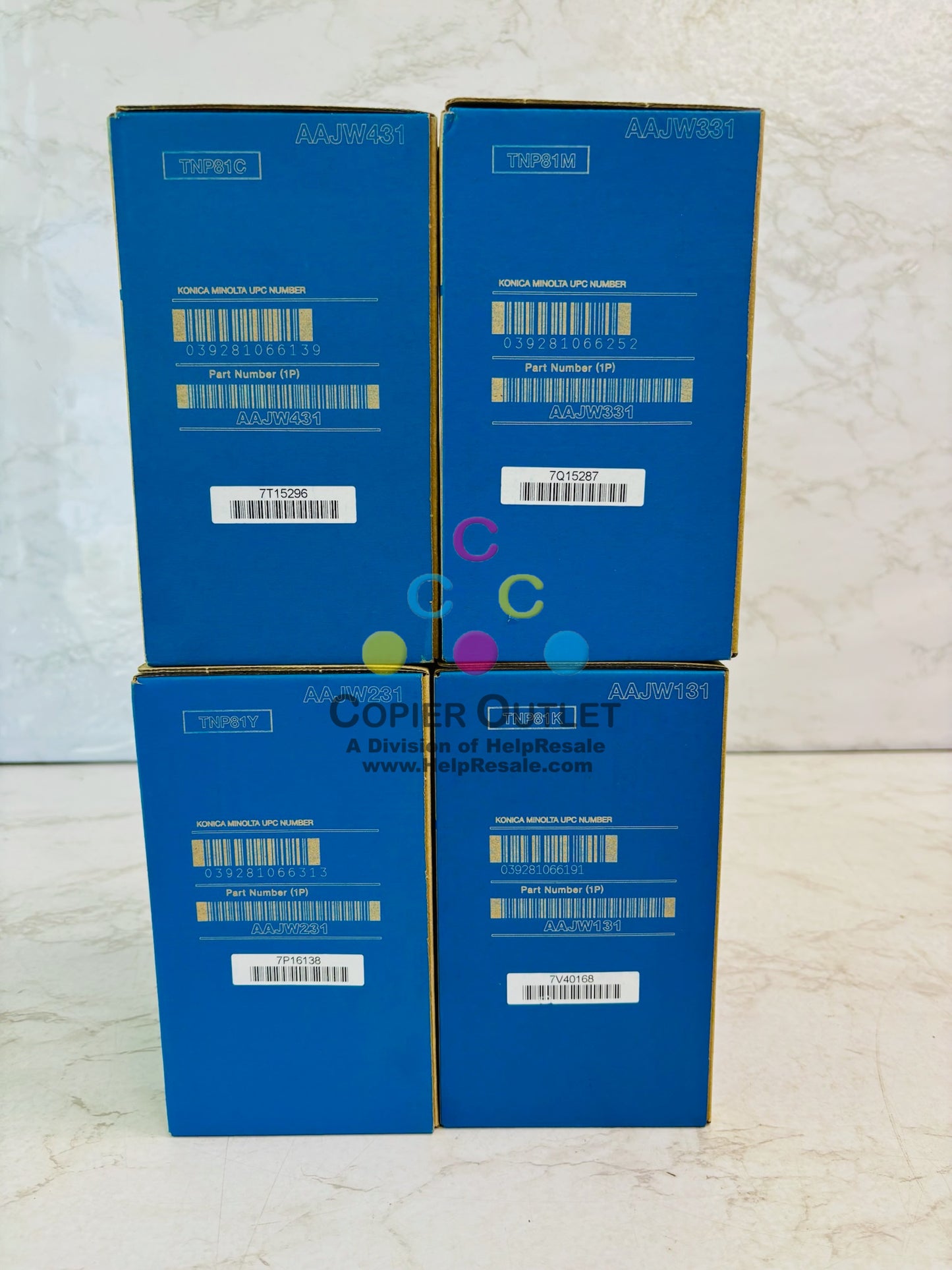 4 Genuine Konica bizhub C4000i, C3300i Cyan, Magenta, Yellow & Black Toner TNP81