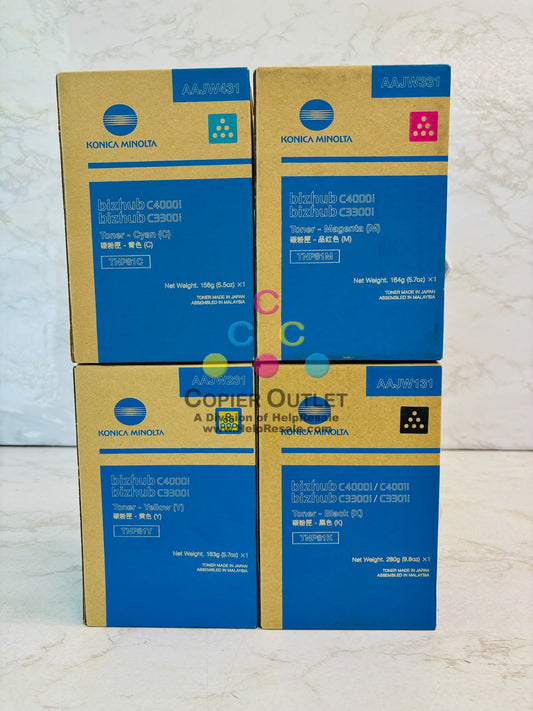 4 Genuine Konica bizhub C4000i, C3300i Cyan, Magenta, Yellow & Black Toner TNP81