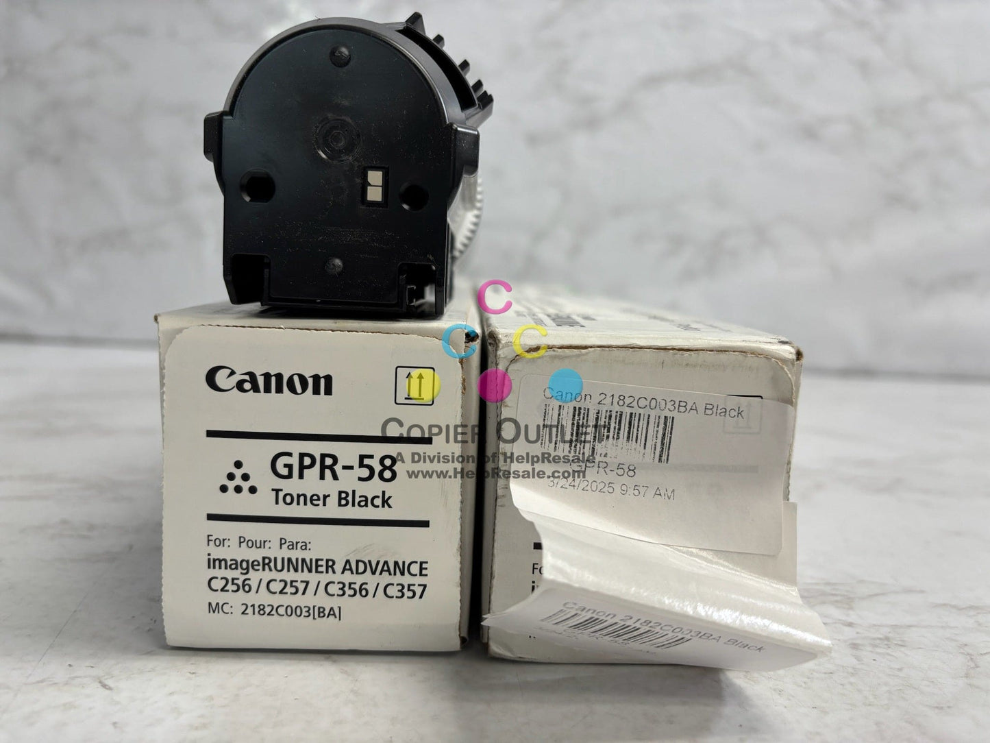 2 OEM Canon IRA C256,C257,C259,C356,C357 Black Toners GPR-58, 218C003 (1 Open)