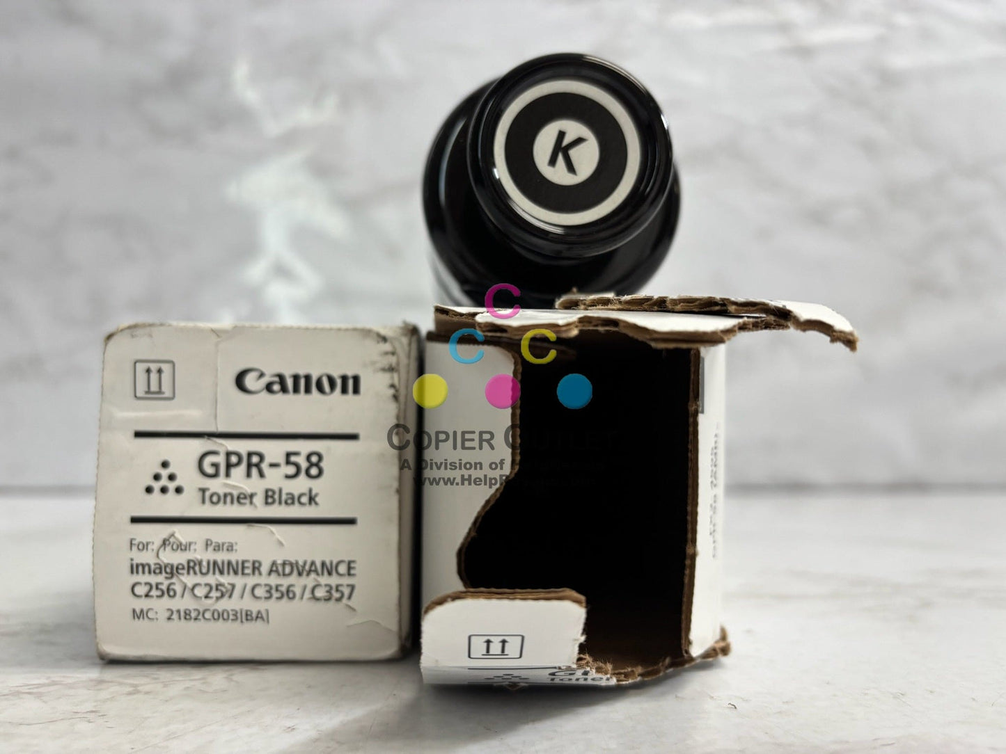 2 OEM Canon IRA C256,C257,C259,C356,C357 Black Toners GPR-58, 218C003 (1 Open)