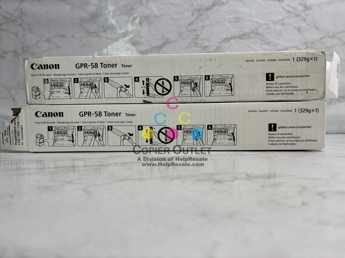 2 OEM Canon IRA C256,C257,C259,C356,C357 Black Toners GPR-58, 218C003 (1 Open)