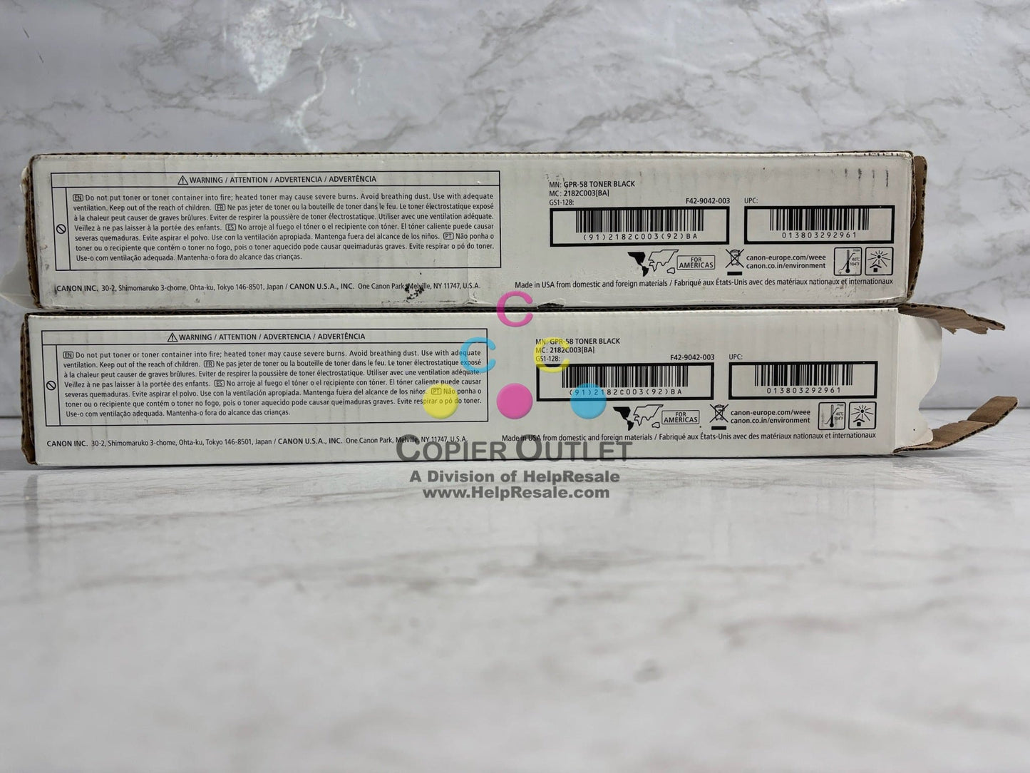 2 OEM Canon IRA C256,C257,C259,C356,C357 Black Toners GPR-58, 218C003 (1 Open)