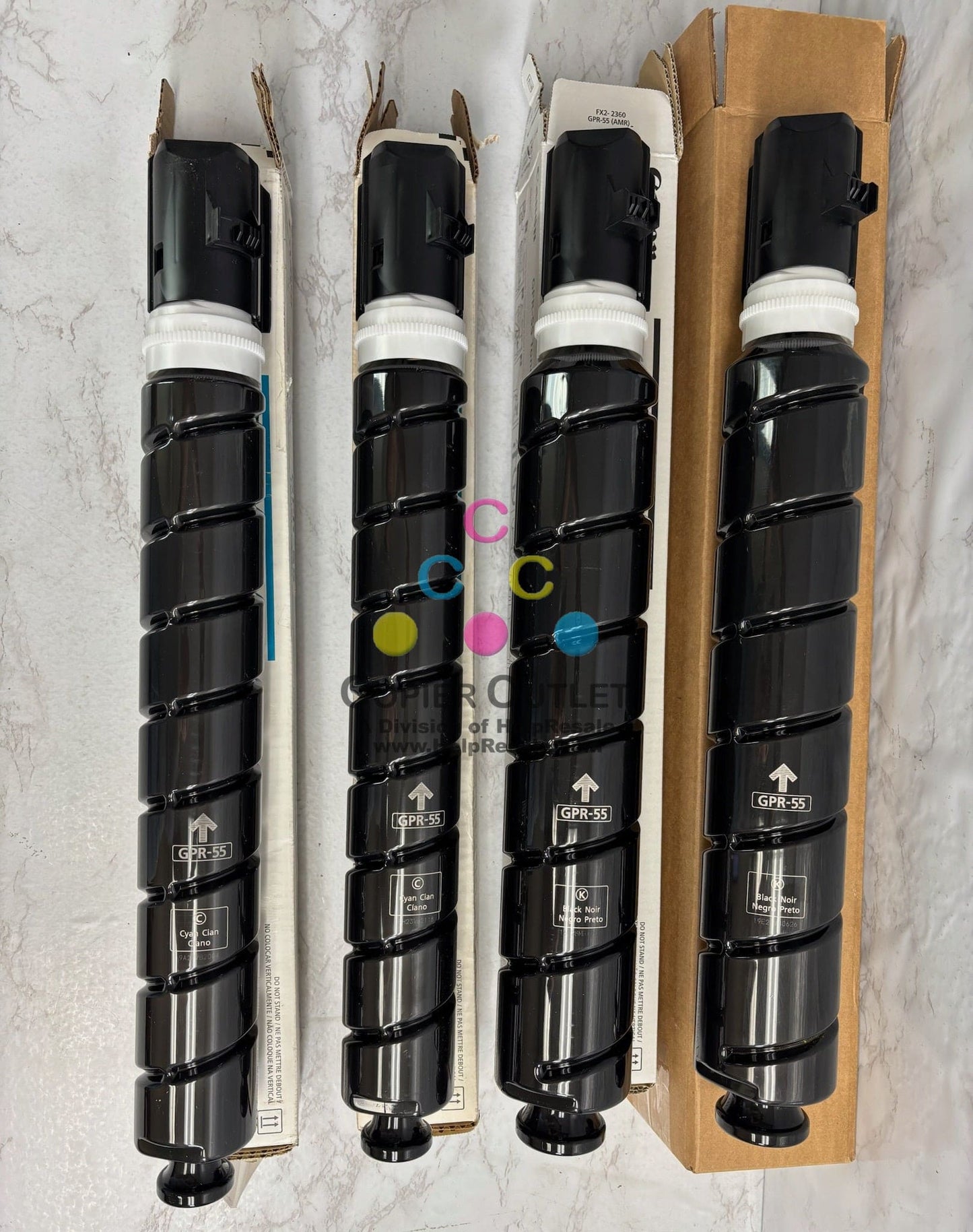 4 Open Genuine Canon iR ADV C5535i,C5540i,C5550 Cyan & Black Toners GPR-55/GPR55