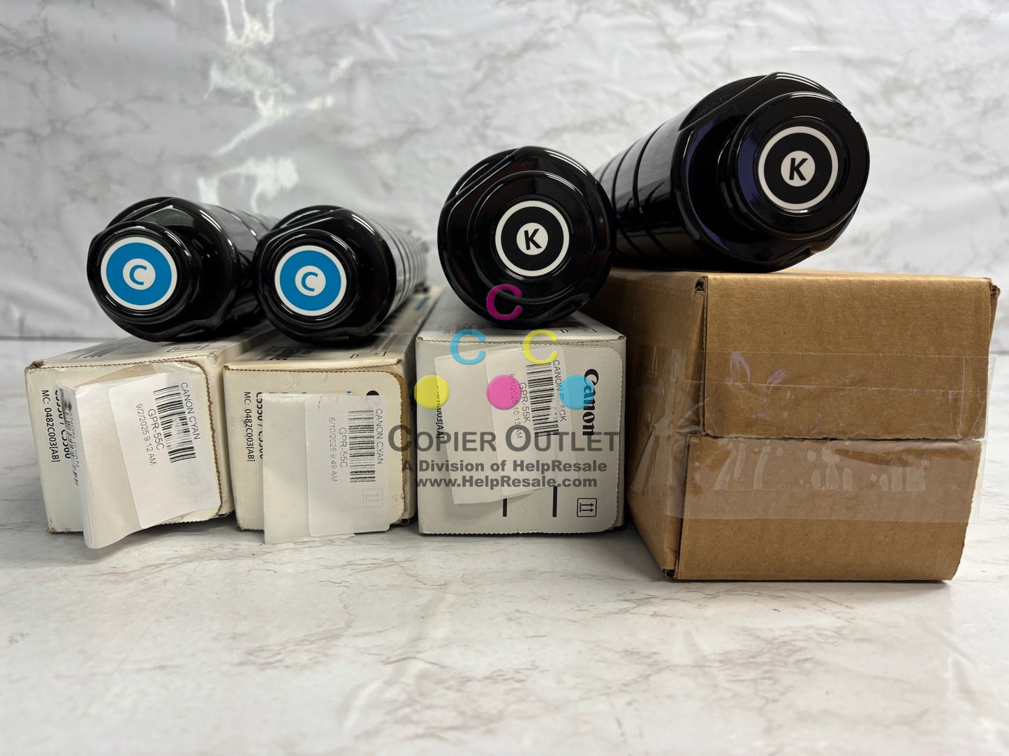 4 Open Genuine Canon iR ADV C5535i,C5540i,C5550 Cyan & Black Toners GPR-55/GPR55