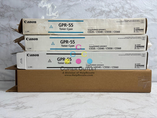 4 Open Genuine Canon iR ADV C5535i,C5540i,C5550 Cyan & Black Toners GPR-55/GPR55