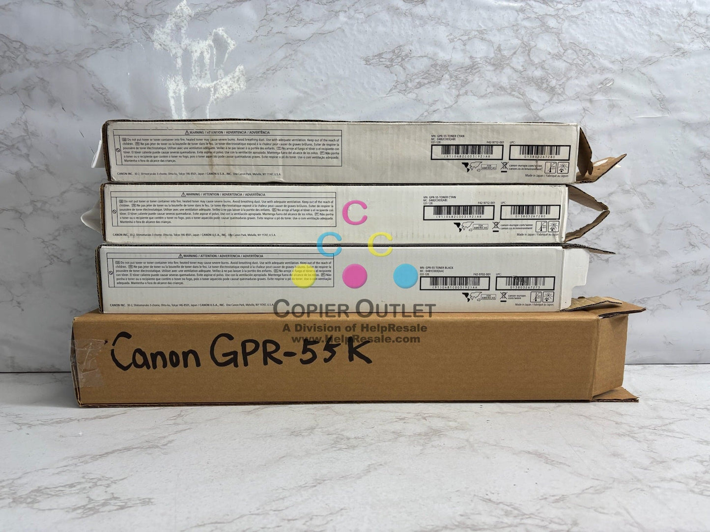 4 Open Genuine Canon iR ADV C5535i,C5540i,C5550 Cyan & Black Toners GPR-55/GPR55