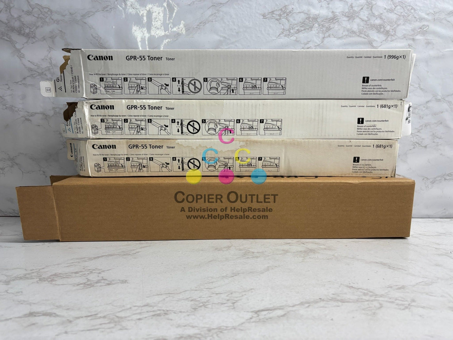 4 Open Genuine Canon iR ADV C5535i,C5540i,C5550 Cyan & Black Toners GPR-55/GPR55