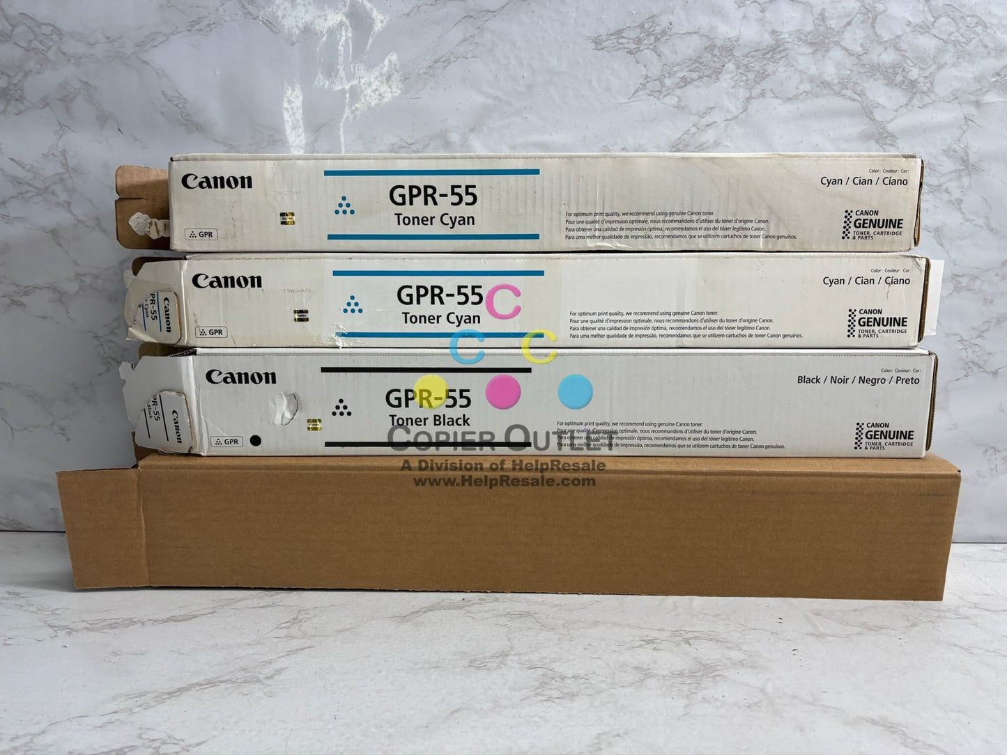 4 Open Genuine Canon iR ADV C5535i,C5540i,C5550 Cyan & Black Toners GPR-55/GPR55