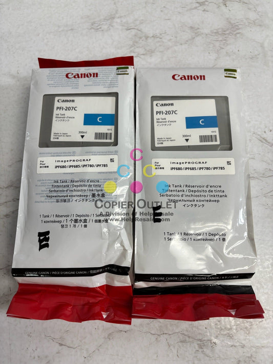 2 New Genuine Canon iPF680 Cyan Ink Cartridge PFI-207 8790B001AA exp: 2023-2024