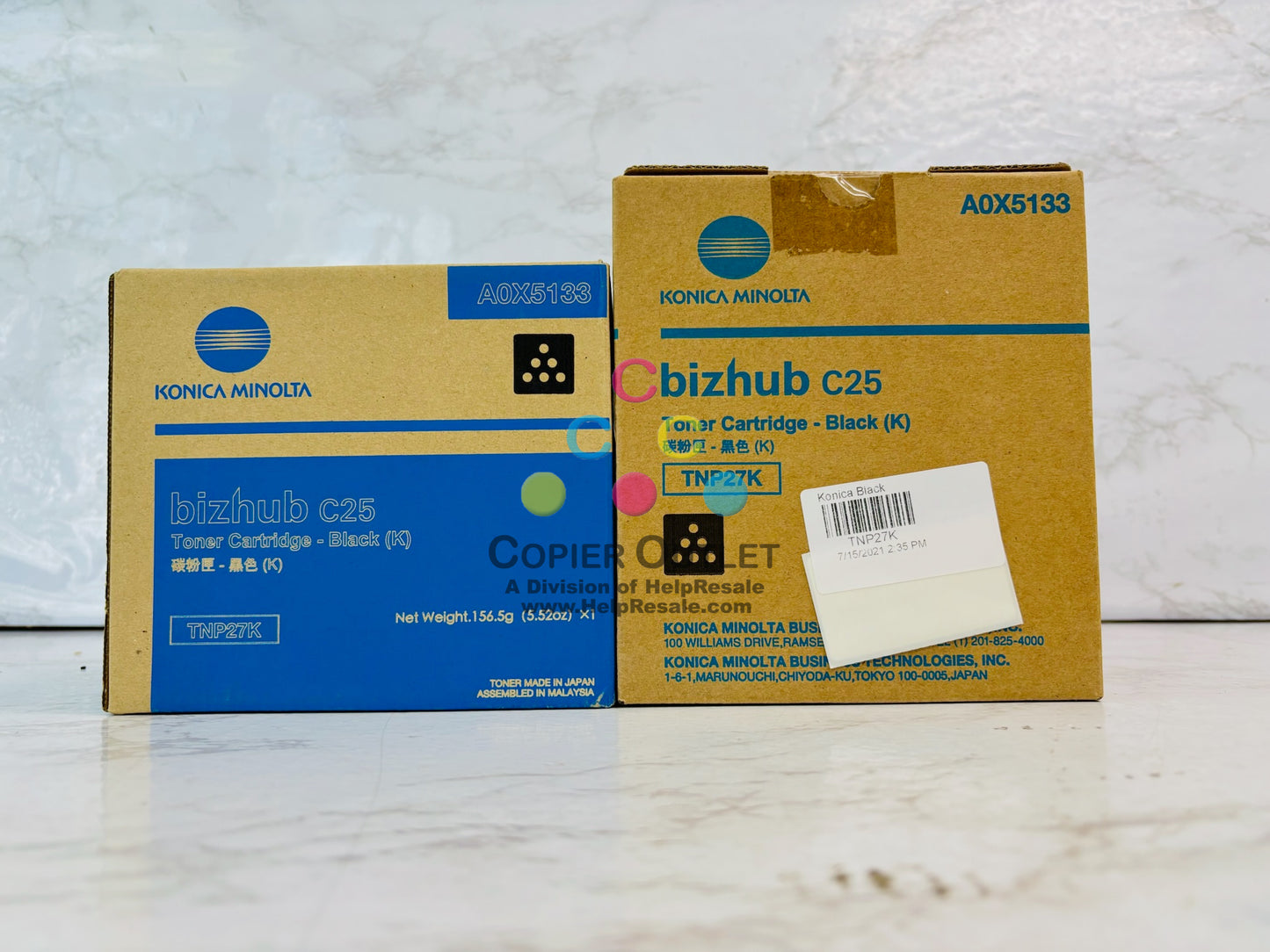 2 Genuine Konica Bizhub C25  Black Toner TNP27K