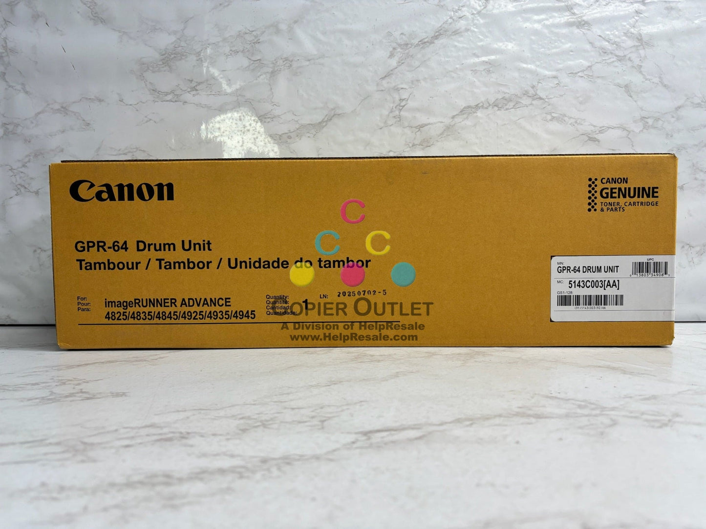 New Genuine Canon iR ADV DX4825,4835,4845 Drum Unit GPR-64, GPR64, 5143C003[AA]