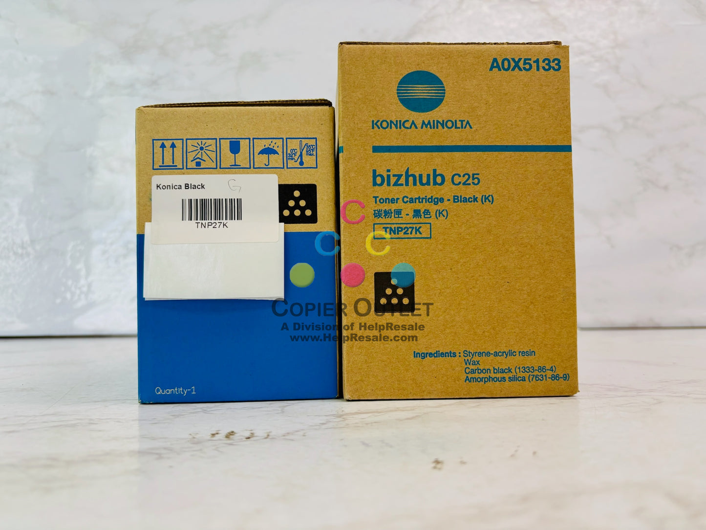 2 Genuine Konica Bizhub C25  Black Toner TNP27K