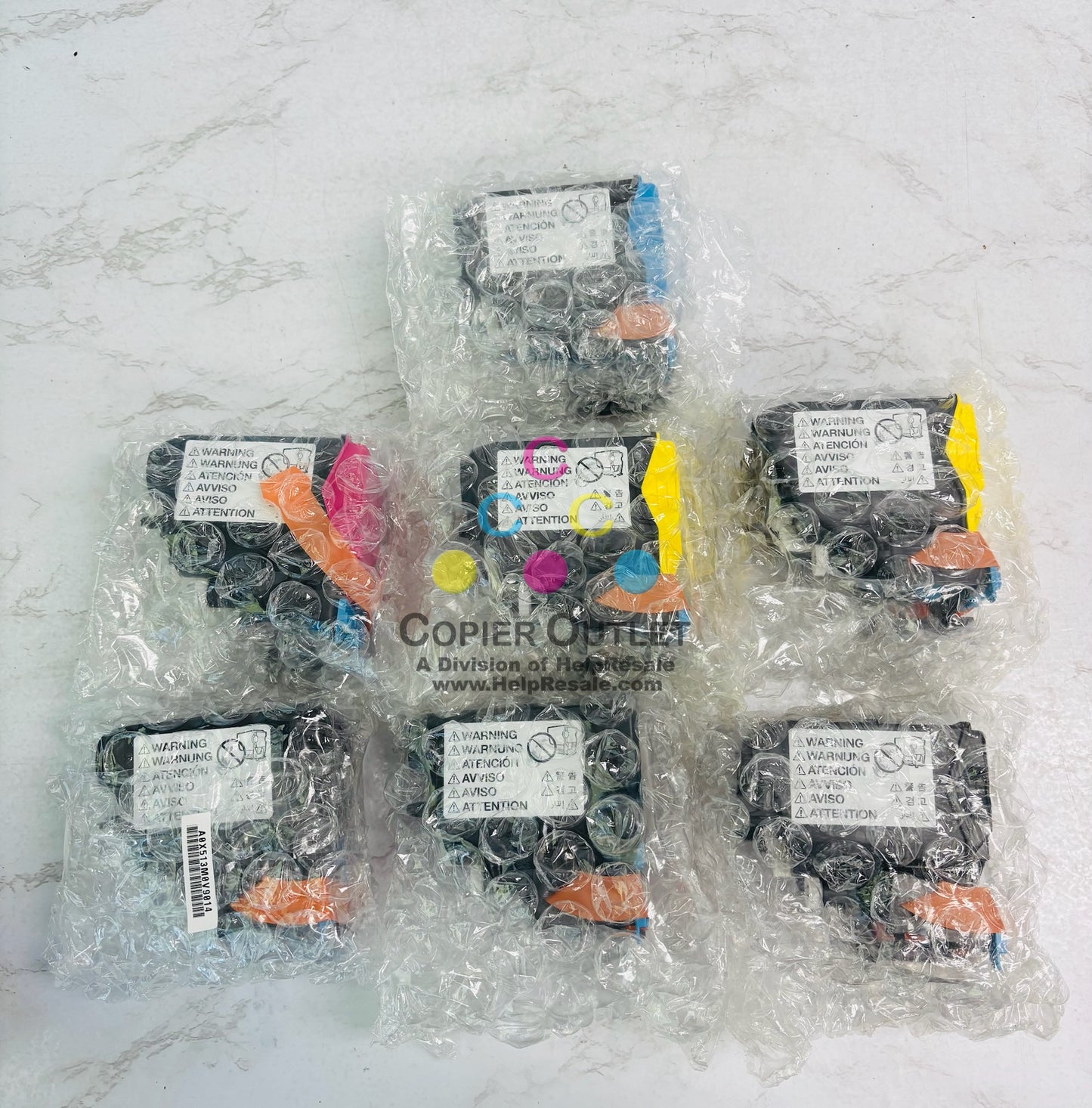 7 Open Genuine Konica BH C25 Cyan, Magenta, Yellow & Black Toner TNP27 CMYYKKK