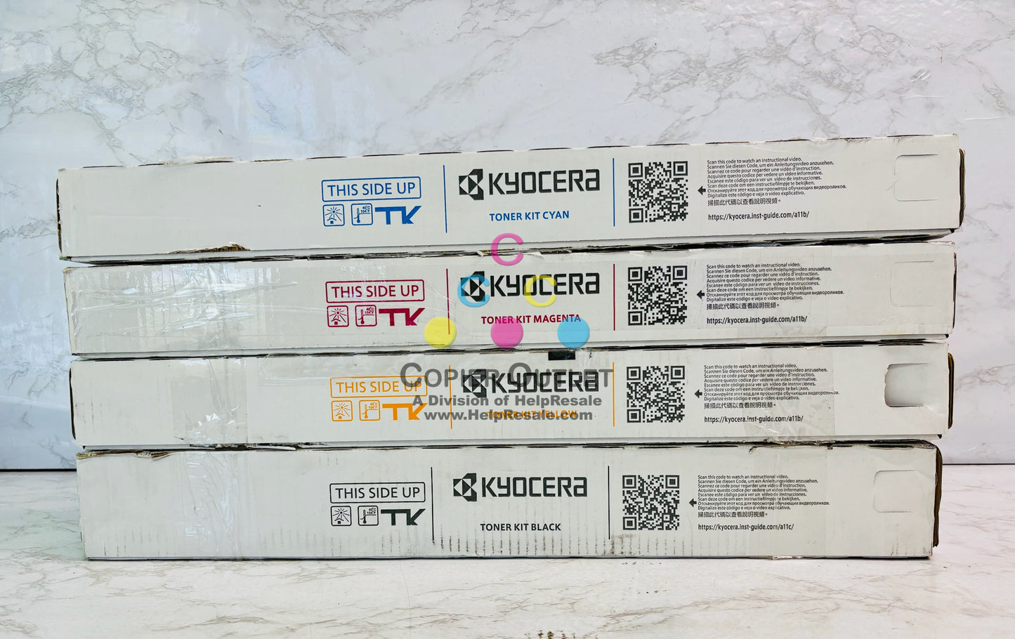 4 Genuine Kyocera TASKalfa 6054ci, 7054ci Cyan, Mag., Yellow & Black TK-8557 CMYK