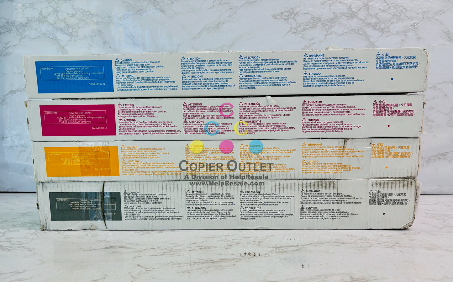 4 Genuine Kyocera TASKalfa 6054ci, 7054ci Cyan, Mag., Yellow & Black TK-8557 CMYK