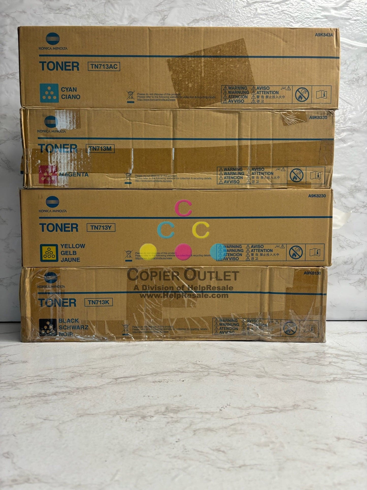 4 Cosmetic OEM Konica Minolta Bizhub C659 C759 CMYK TN713 Toners (TN713AC)