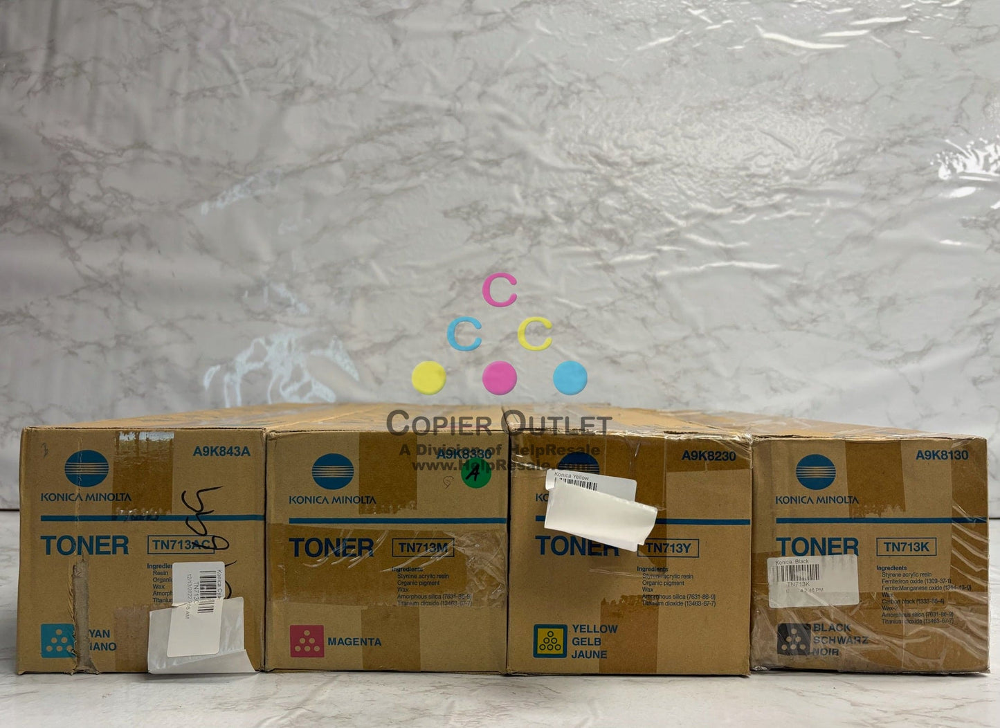 4 Cosmetic OEM Konica Minolta Bizhub C659 C759 CMYK TN713 Toners (TN713AC)