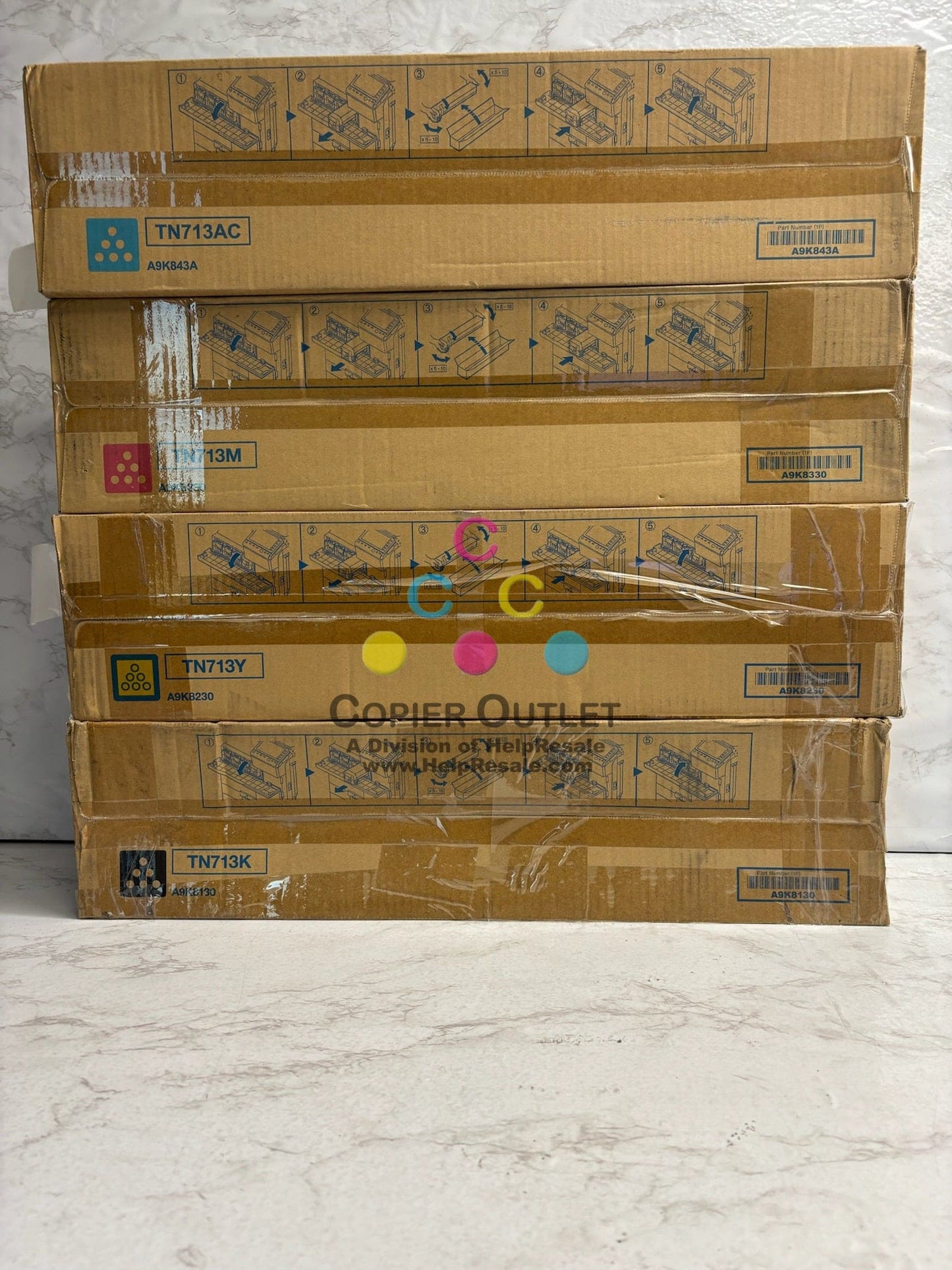 4 Cosmetic OEM Konica Minolta Bizhub C659 C759 CMYK TN713 Toners (TN713AC)