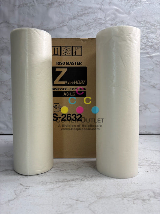 Genuine Riso MZ-1090, MZ990 Master Rolls Z Type S-2632 (HD87) A3-LG, Box of 2