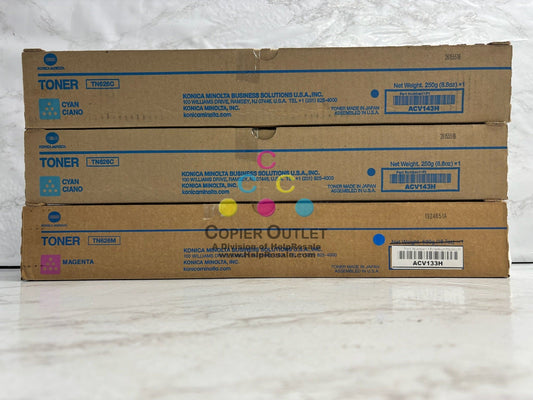 3 New Genuine Konica BH C360i,C450i CCM Low Yield Toners TN626 (No Yellow,Black)