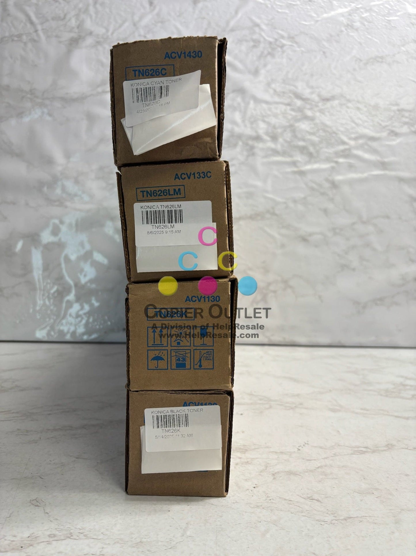 4 New Genuine Konica Bizhub C250i,C300i,C450i,C550i CMKK Toner TN626 (No Yellow)