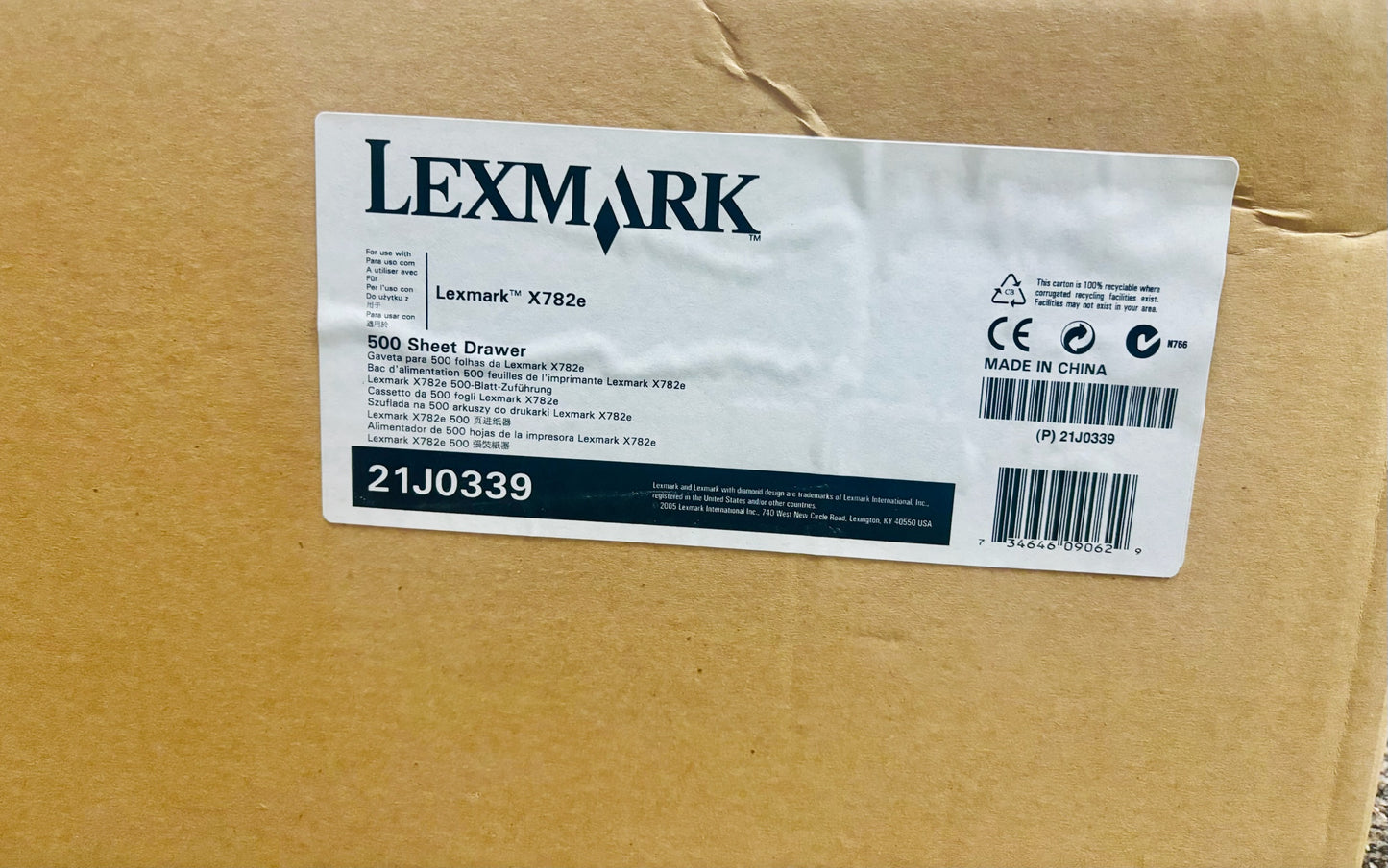 Brand New Genuine Lexmark X782e 500 Sheet Drawer In Box 21J0339