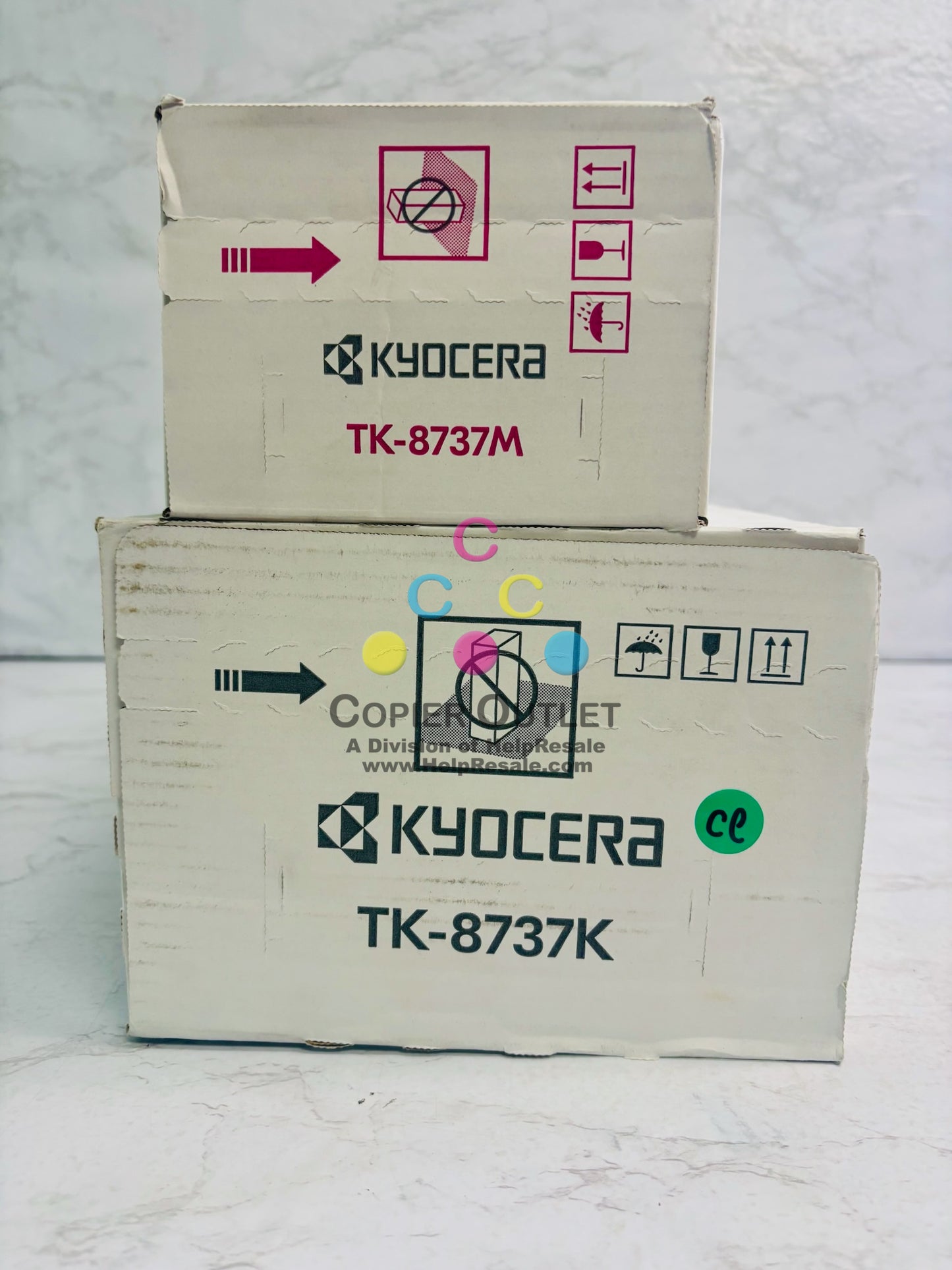2 Genuine Kyocera TASKalfa 7052ci,7353ci Magenta & Black Toner TK-8737 MK