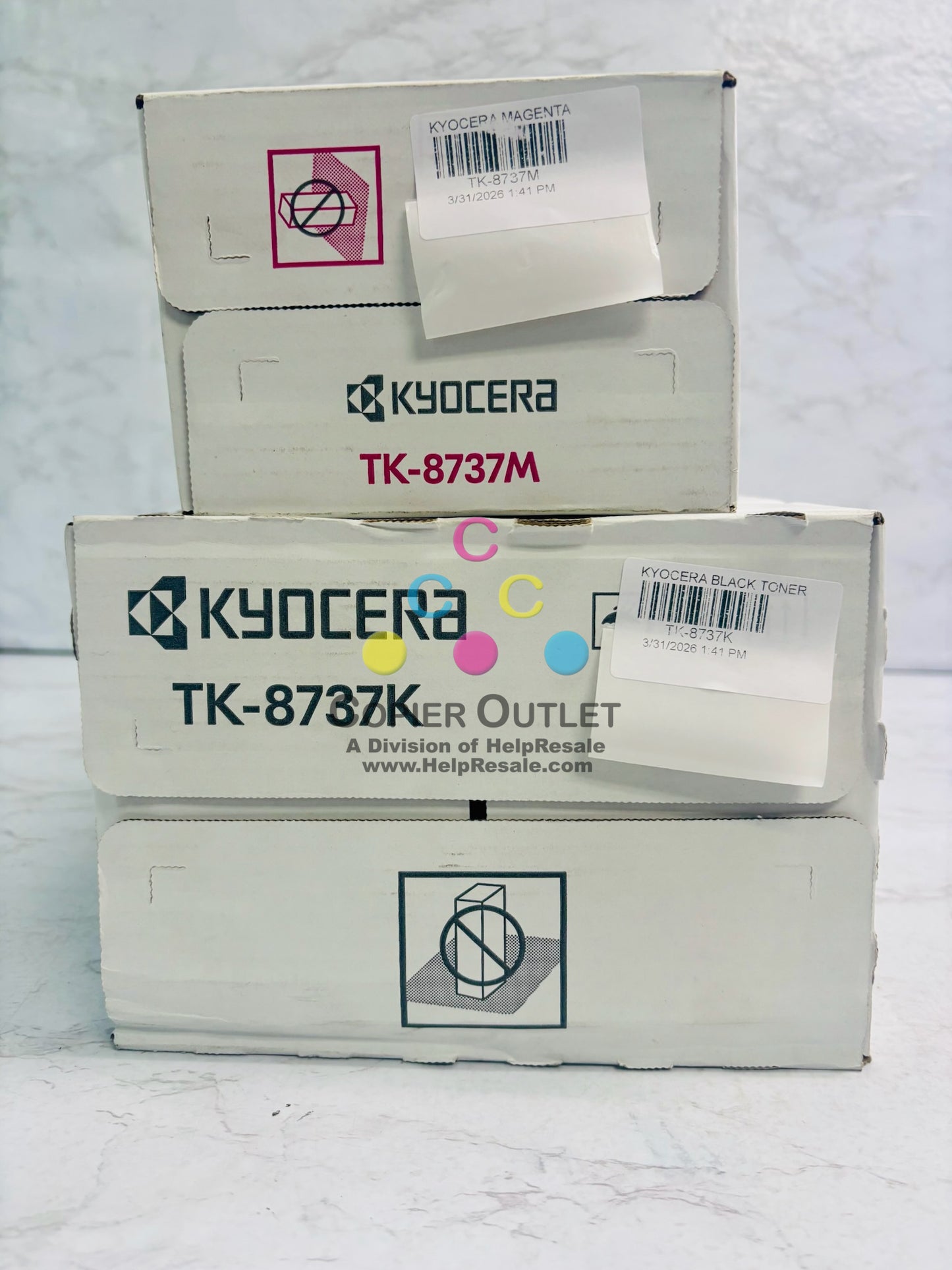 2 Genuine Kyocera TASKalfa 7052ci,7353ci Magenta & Black Toner TK-8737 MK