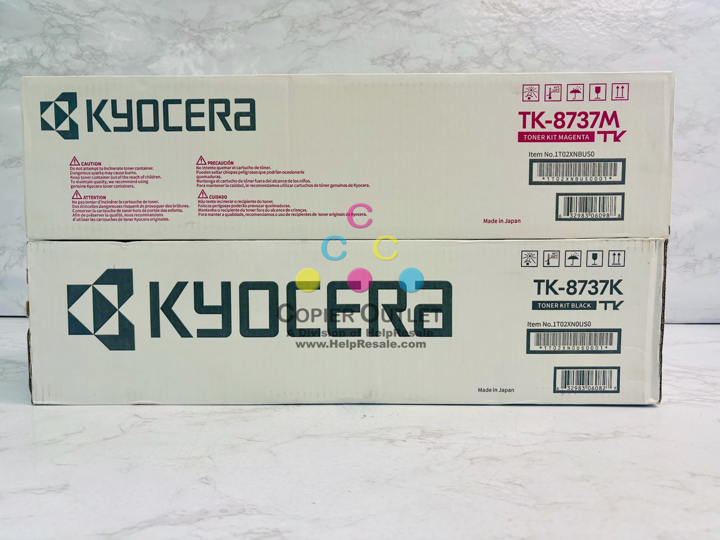 2 Genuine Kyocera TASKalfa 7052ci,7353ci Magenta & Black Toner TK-8737 MK
