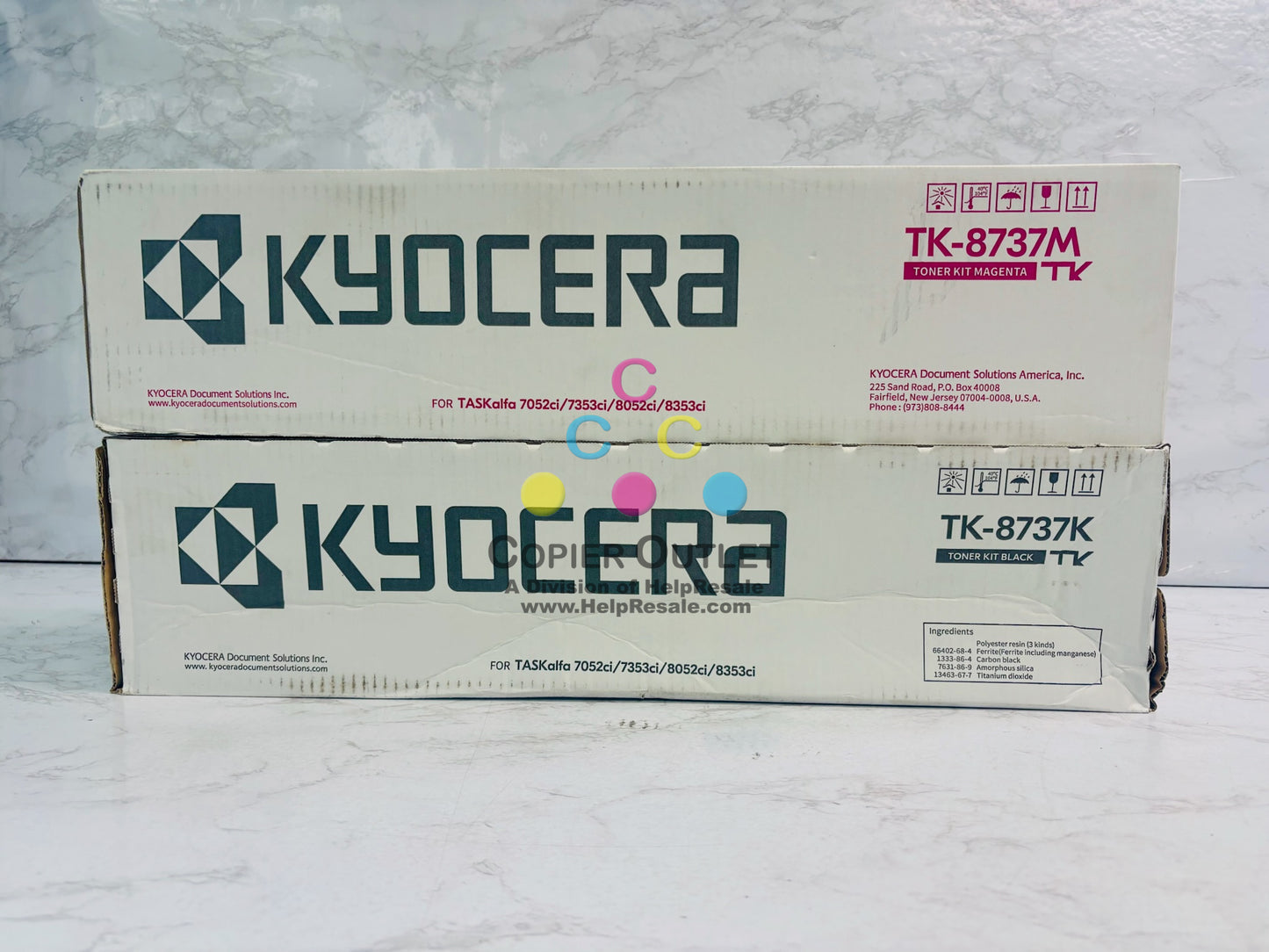 2 Genuine Kyocera TASKalfa 7052ci,7353ci Magenta & Black Toner TK-8737 MK