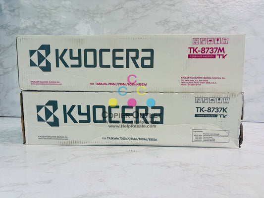 2 Genuine Kyocera TASKalfa 7052ci,7353ci Magenta & Black Toner TK-8737 MK