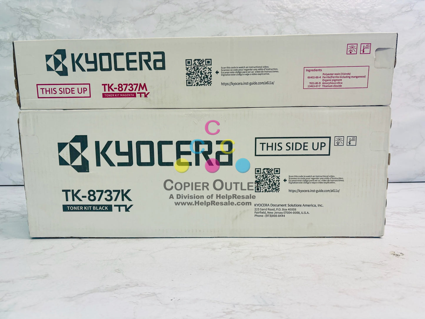 2 Genuine Kyocera TASKalfa 7052ci,7353ci Magenta & Black Toner TK-8737 MK