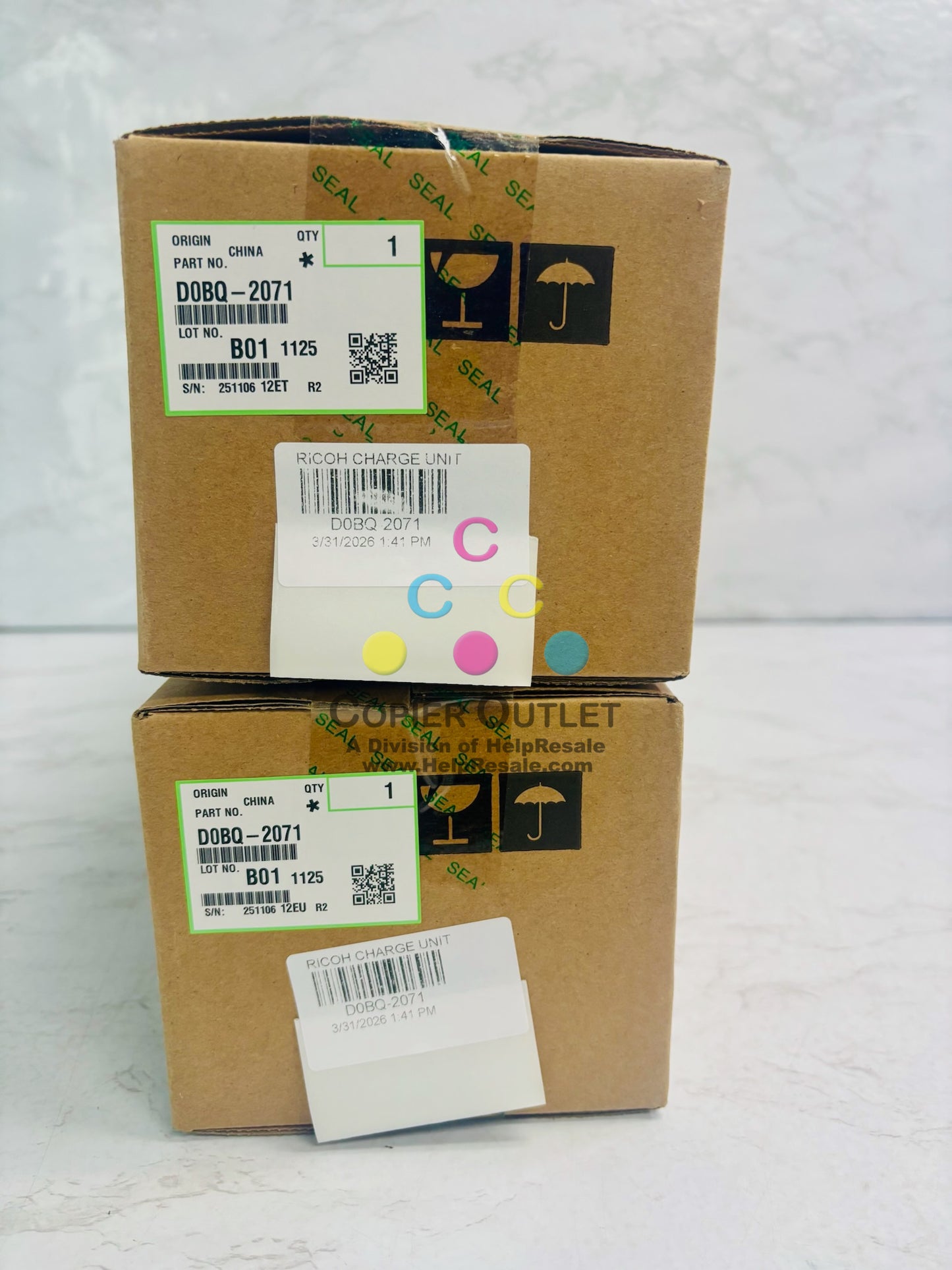 2 Genuine Ricoh MP C3004, C3504 Charge Roller ONLY D0BQ-2071, D0BQ2071