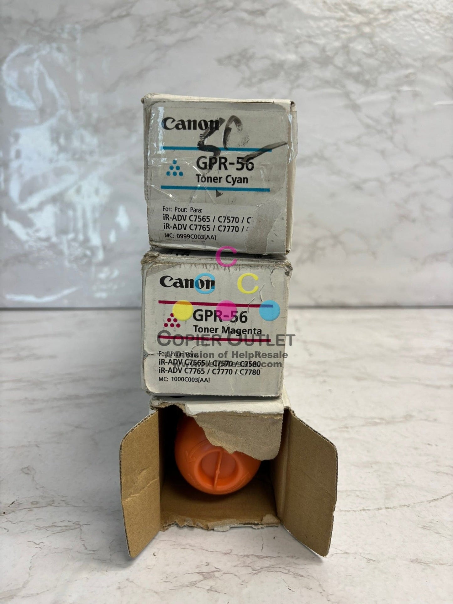 3 OEM Canon IRA C7565,C7570,C7580,C7765,C7770 GPR-56 CMY Toners (Open Yellow)