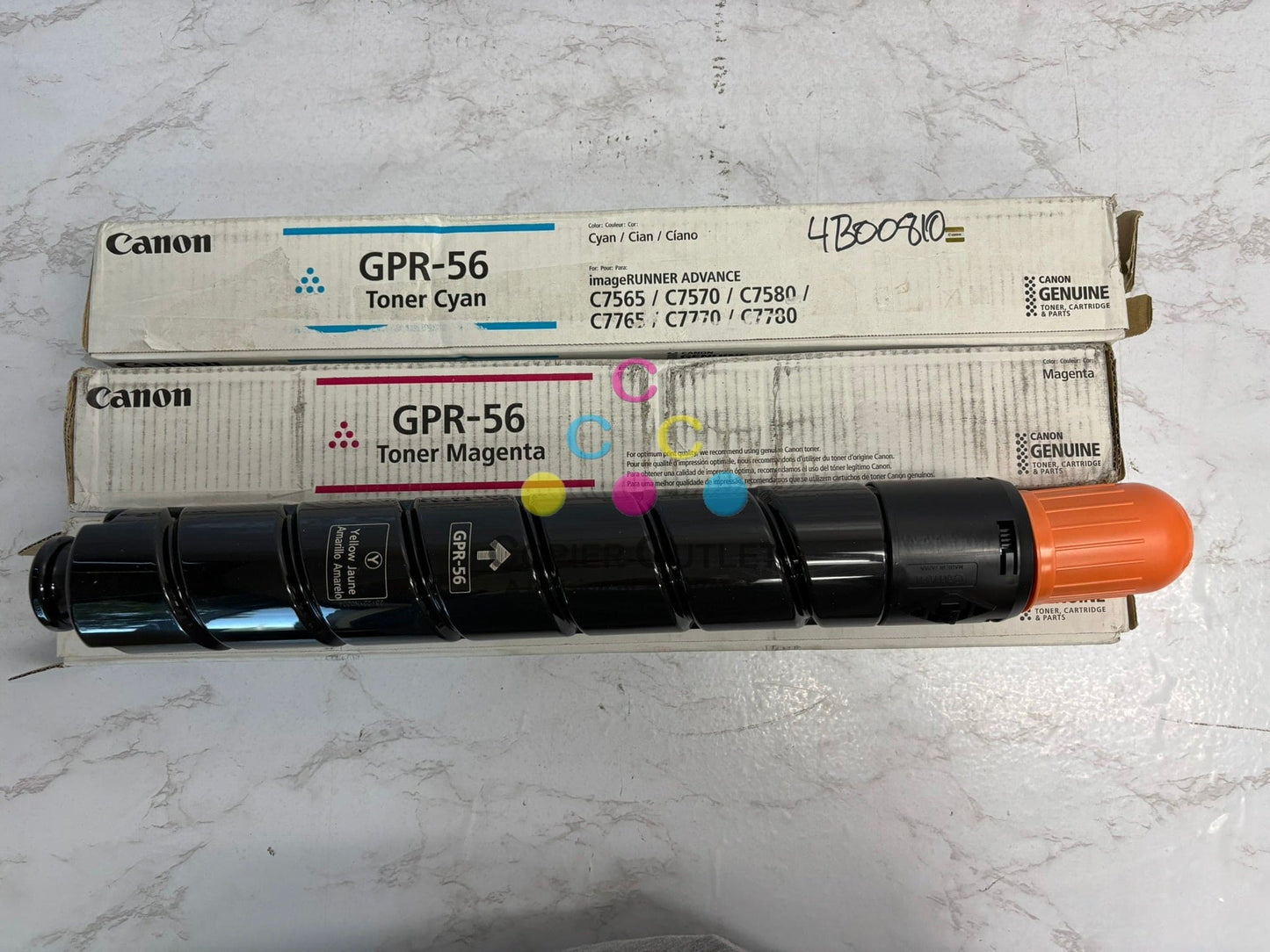 3 OEM Canon IRA C7565,C7570,C7580,C7765,C7770 GPR-56 CMY Toners (Open Yellow)