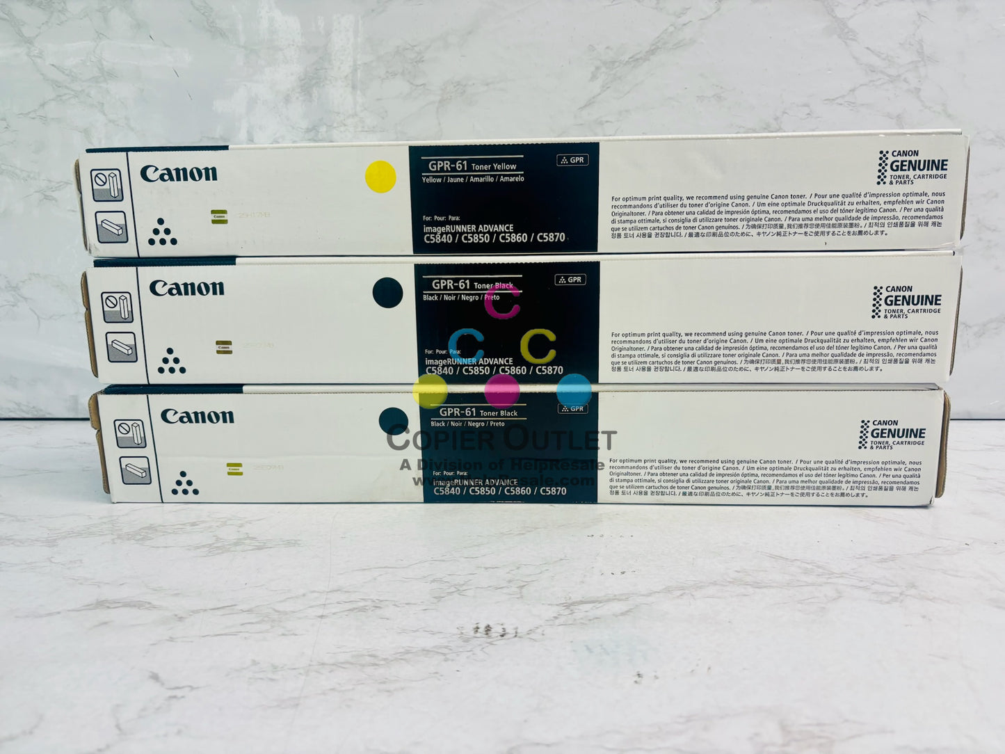 3 Genuine Canon iR Adv C5840i,C5850i Yellow & Black Toner GPR-61 YKK