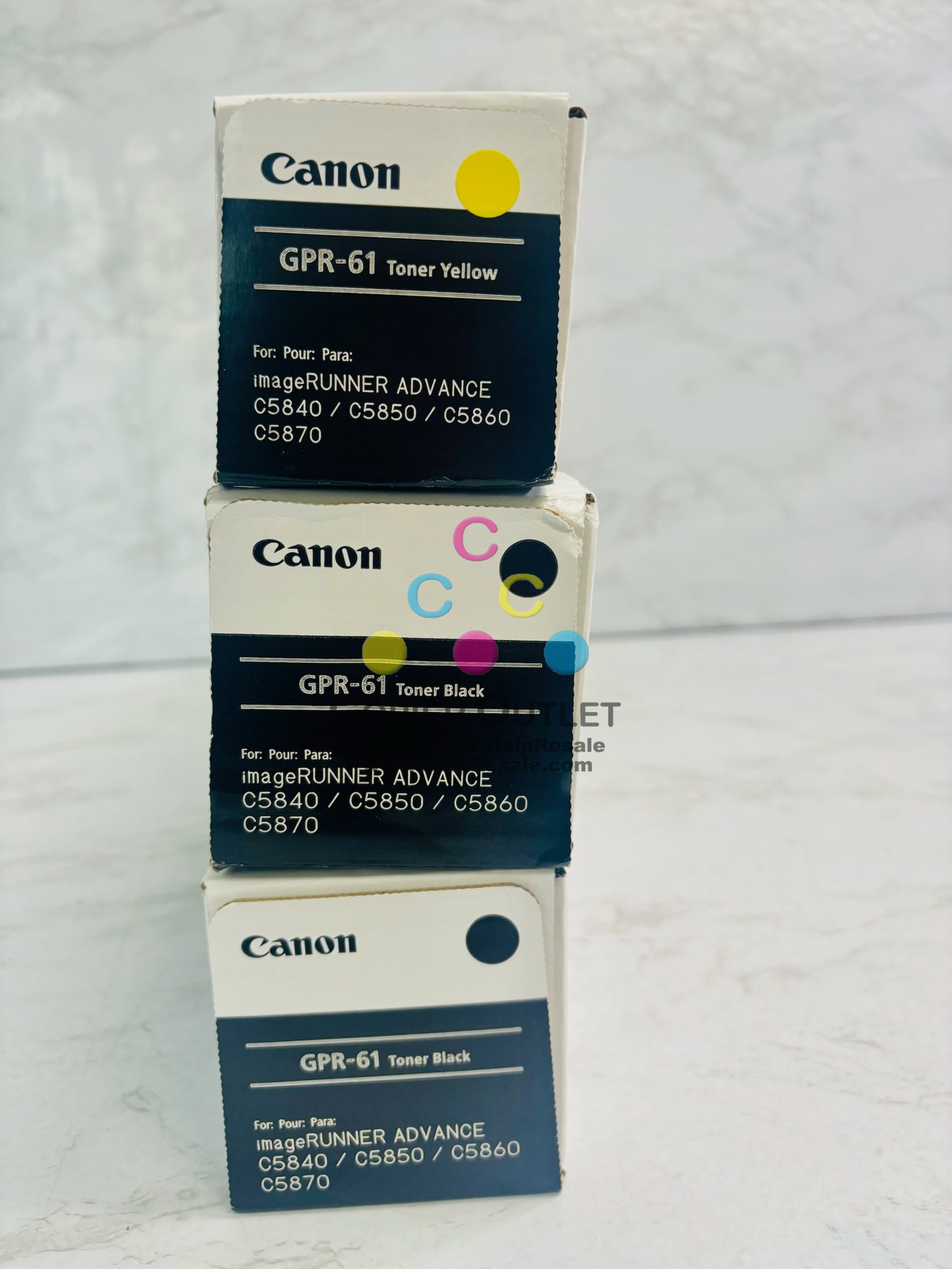 3 Genuine Canon iR Adv C5840i,C5850i Yellow & Black Toner GPR-61 YKK