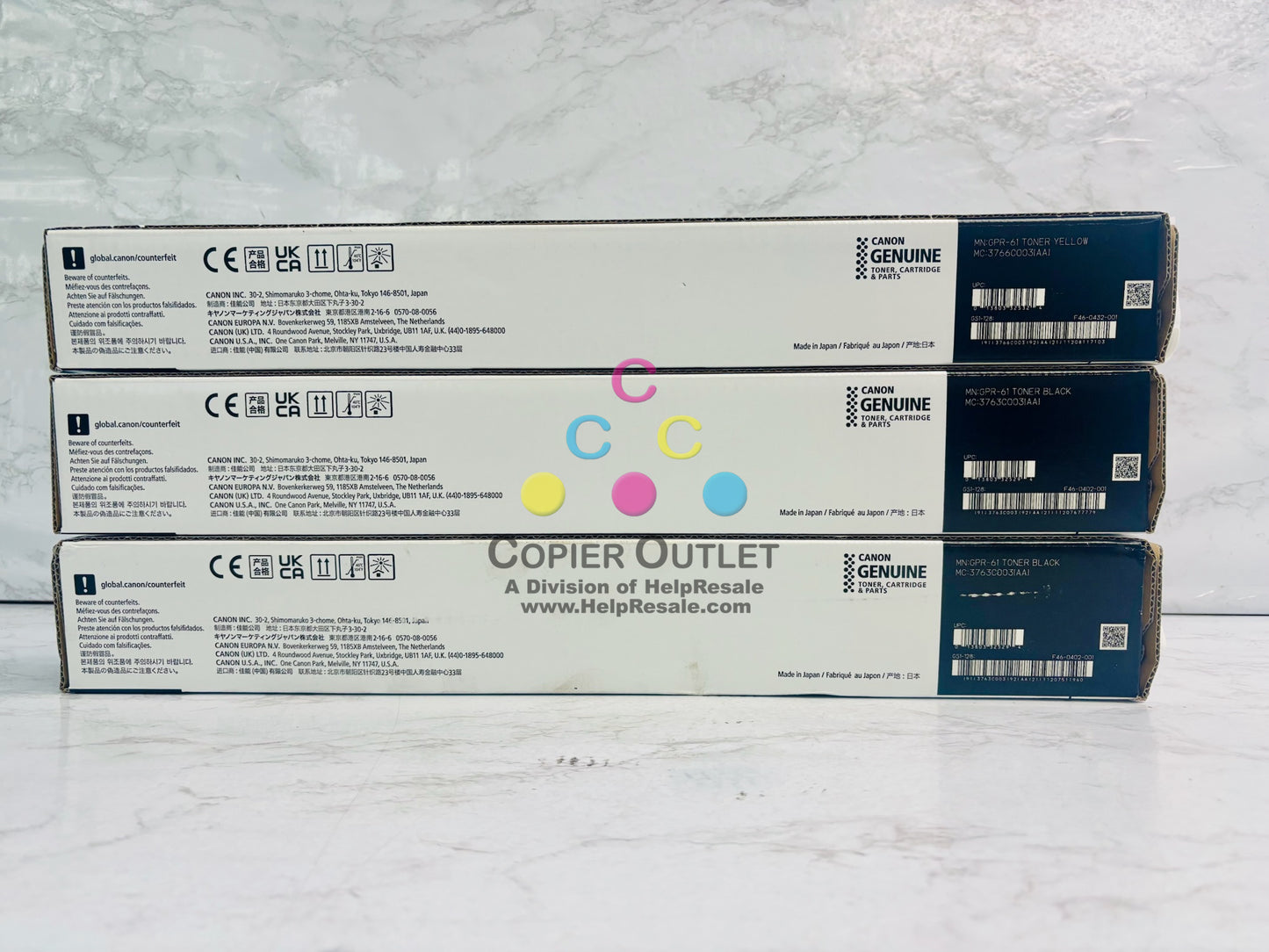 3 Genuine Canon iR Adv C5840i,C5850i Yellow & Black Toner GPR-61 YKK